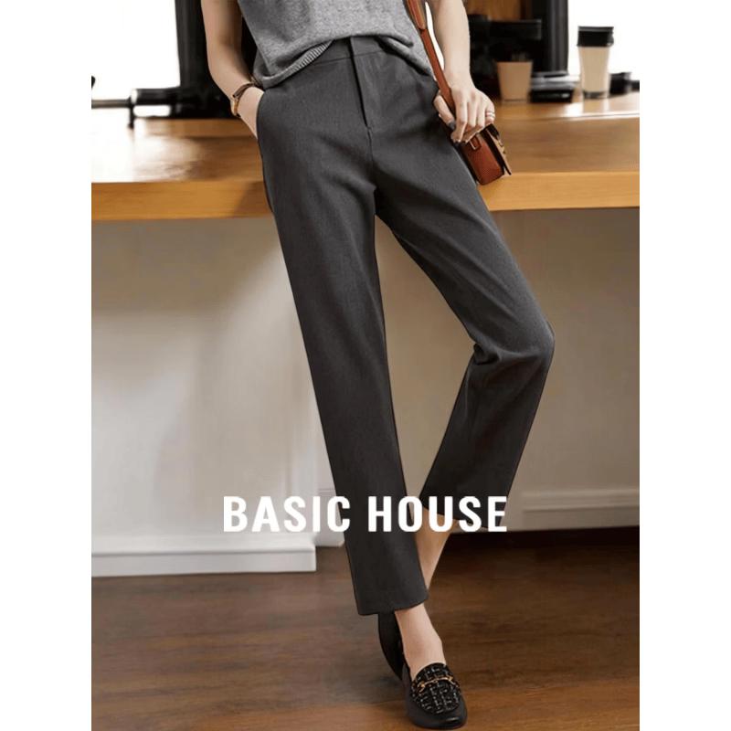 Basic House Women s Dark Gray High-Waisted Cropped Suit Pants XL