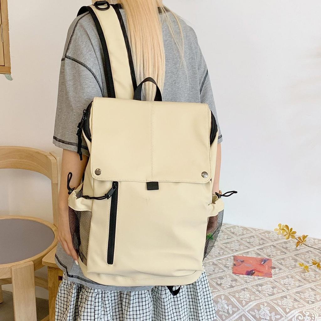 High-value Backpack Lightweight Waterproof Large Capacity Travel Bag Neutral Style Solid Color College Style School Bag