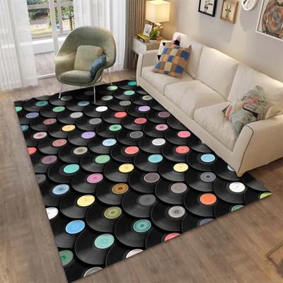 Retro Muziek Platenspeler Opname Tapijt in Meerdere Maten voor Woonkamer, Slaapkamer, Bank, Decoratief Tapijt, Kinderkamer Antislip Mat, Snelle Levering