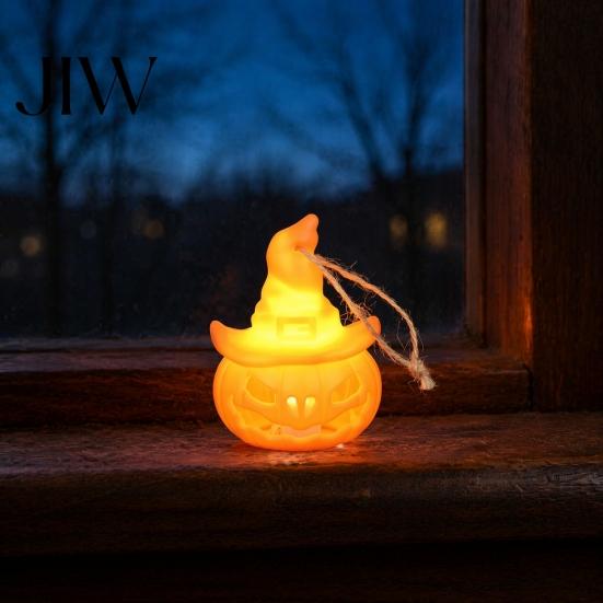 Szczegółowa Figurka Halloweenowa Lampa z Kapeluszem Czarownicy i Dynią, Nietoperz Czaszka Pusta LED Nocna Ciepła na Imprezę, Straszna Dekoracja Stołu Dom Nawiedzony Bezpieczna