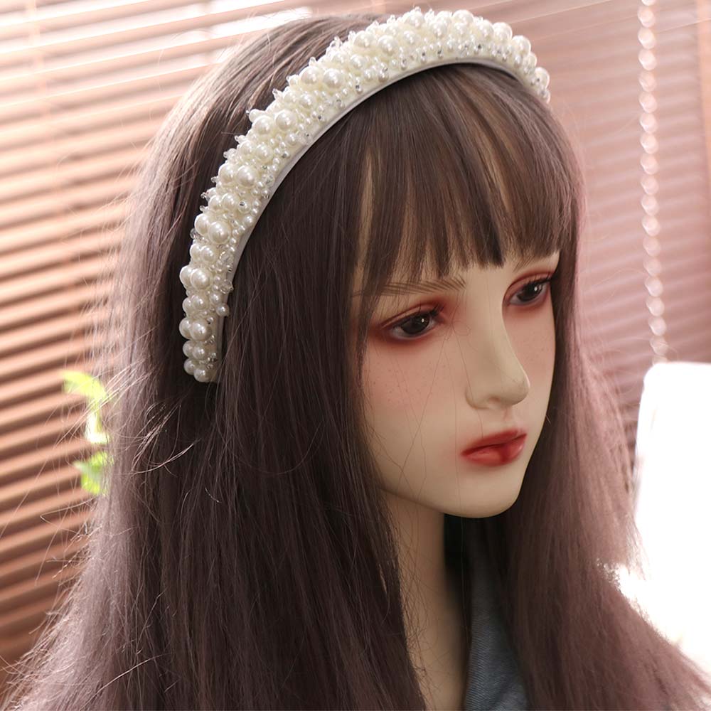 Baroque Bridal Hair Hoop Large Women Hairbands Sweet Pearl Headbands  Girl