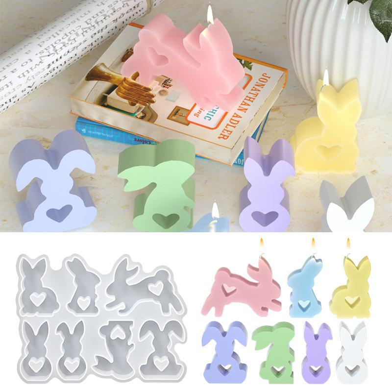 Easter Love Bunny CombodiyAromatherapy Plaster Ornament Rabbit Candle Display Silicone Mold