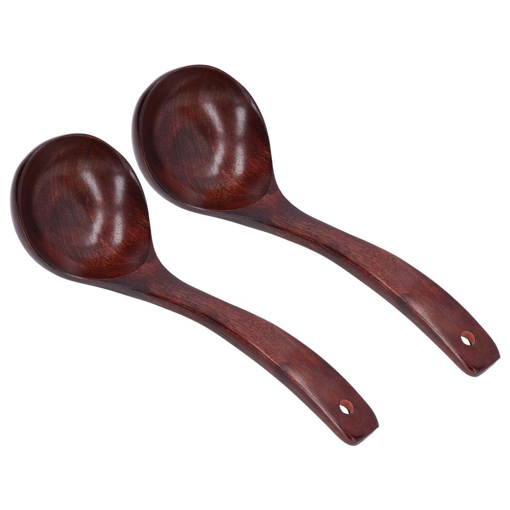 2Pcs Wooden Spoon Wood Scoop Ladle Long Handle Set Kit for Porridge Coffee Dessert9cm Spoon Width