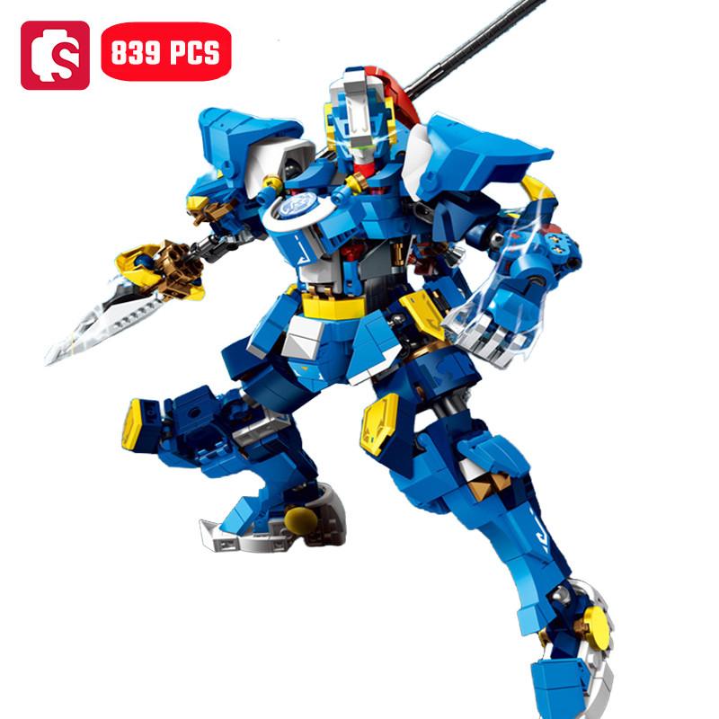 SEMBO Five Tiger Generals Mech Assemblage Building Blocks Cool Robot Model Bricks Collectible Ornaments Boys Toys Birthday Gifts no box