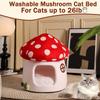 Cute Soft Plush Mushroom Cat Bed Semi-Enclosed Warm Cat House Non-Slip Cave-Style Cat Villa For Cats Small Pet