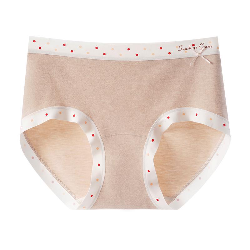 2025 Autumn/Winter Brushed Pure Cotton Mid-Waist Warmth Retention Girls' Briefs with Antibacterial Crotch