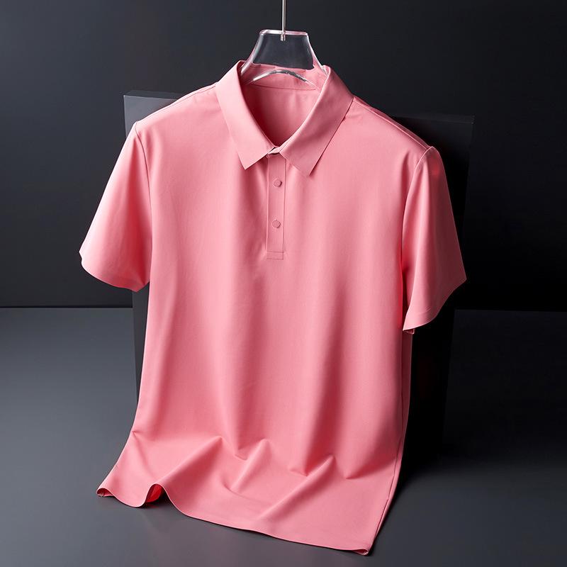 Men's Ice Silk Seamless Short Sleeve Polo Shirt – Business Casual Summer T-Shirt