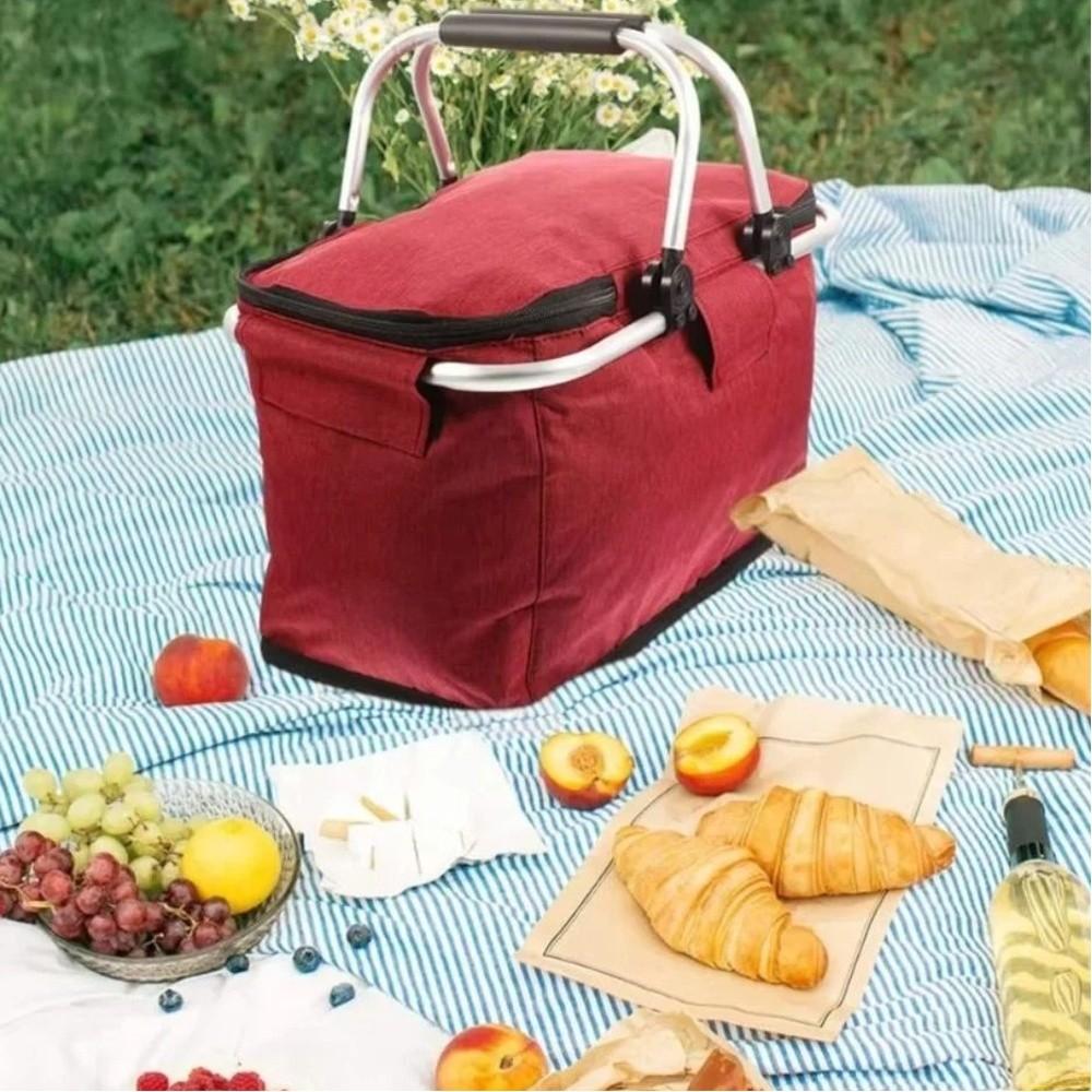 Foldable Picnic Food Bag 30L Insulation Storage Basket Thermal Insulated Bag  Camping