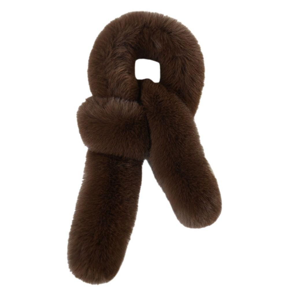 Fashionable 130cm Fake Fur Long Scarf Solid Color Thick Winter Fluffy Scarf Fur Decor Soft Long Strip Scarf Autumn Winter