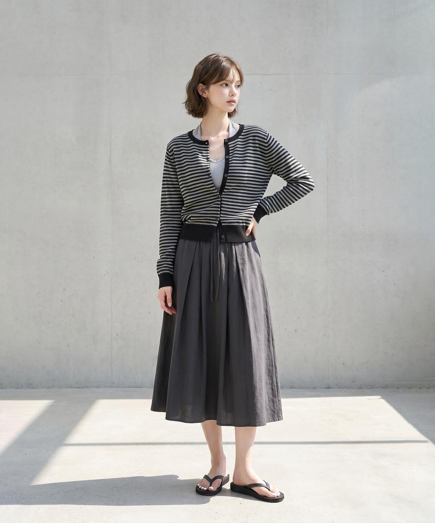 Eilubeu Pleated String Skirt Aasesk104A