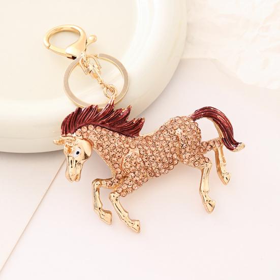Keychain Pendant Sparkling Rhinestones Horse Design Metal Keyring Decorative Key Holder Bag Decoration