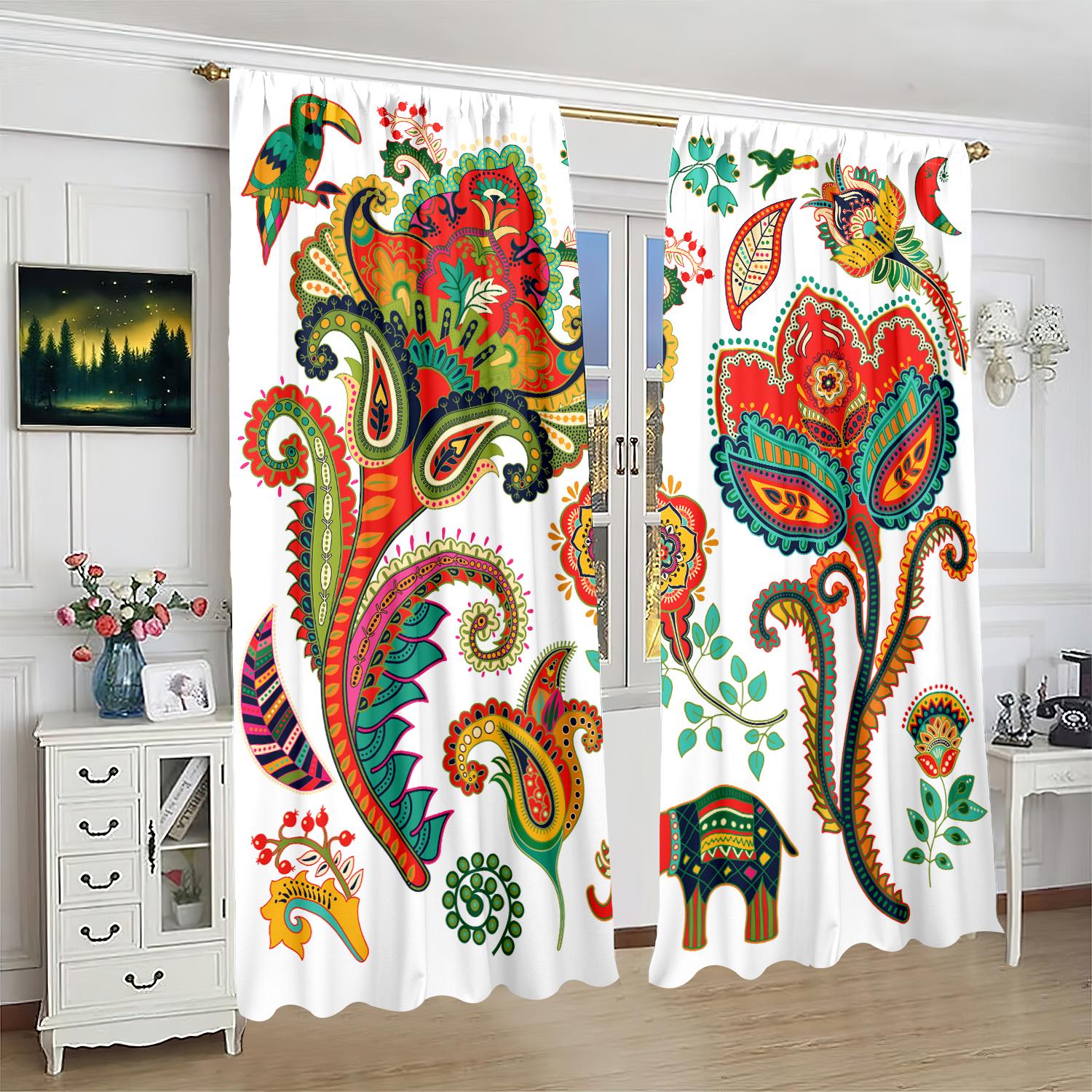 

2 шт. - штора с рисунком животных - растений - материал полиэстер - для спальни, гостиной, кабинета, занавеска, препятствующая приватности 30inchx65inchx2Pcs