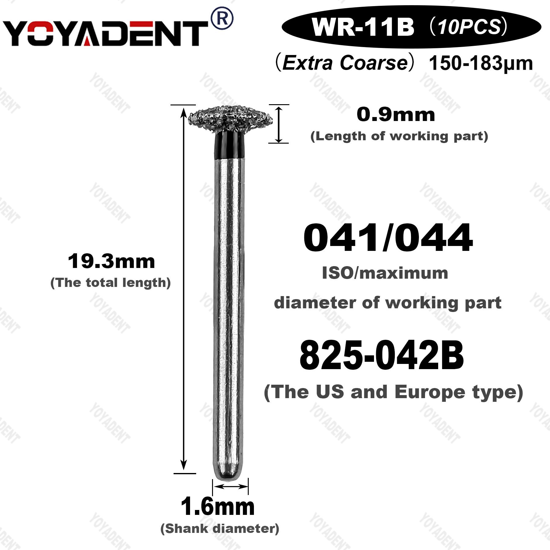 10Pcs/Pack WR Type Extra Coarse/Fine/Standard/Coarse Dental Diamond Burs Dentistry Drills Dental Burs For High Speed Handpiece