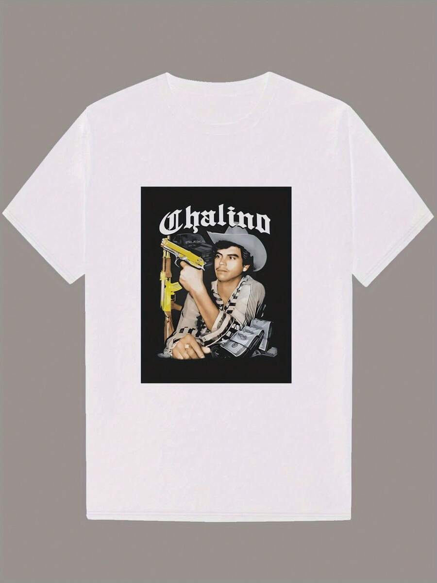 

Unisex s Graphic T-Shirt - Light Grey Western Cowboy With Gun Design XXXL