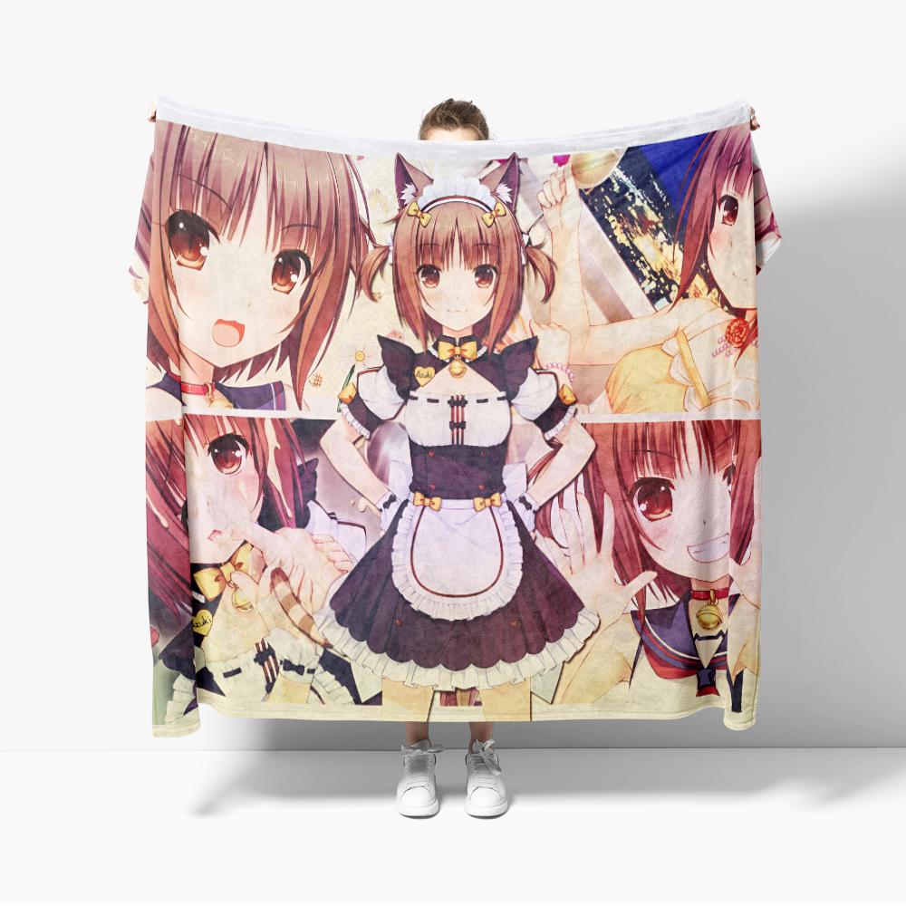 Anime Nekoparas Flanne Blanket Soft comforter sets throw for Couch Warm Flannel Blankets Bedroom Kawaii Cute