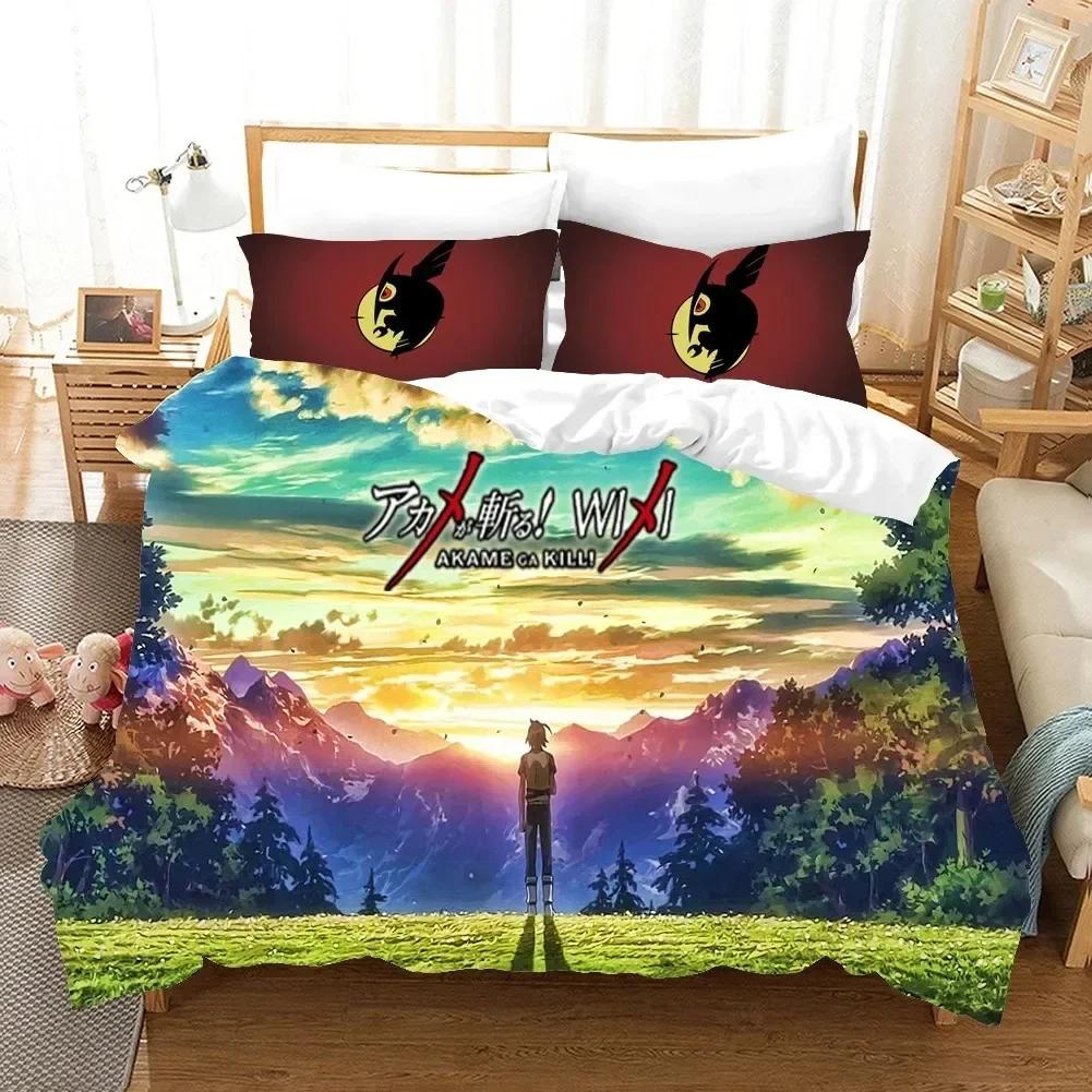 

3D Anime Akame ga KILL Bedding Set Duvet Cover Sheet Printed Bed Set Pillowcase Bed Full Queen King Size Comforter Bedroom 135x200cm