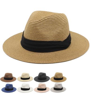 Summer Panama Straw Hat British Top Hat Men'S And Women'S Foldable Sunshade Beach Hat Sunscreen Hat