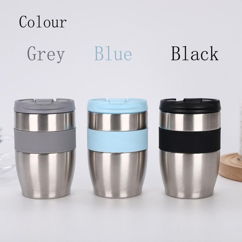New Double-layer Vacuum Stainless Steel Thermos Cup Direct Drinking Coffee Cup with Lid Anti-scalding Water Cup Office Utility