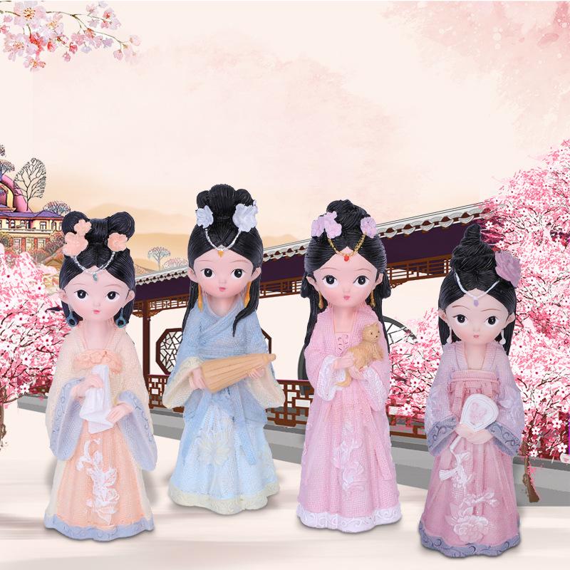 Figurine Fată Hanfu Stil Curte:  Ornamente Creative de Birou & Idei de Cadouri
