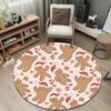 Round Rug Gingerbread Man Santa Hat Candy Cane Pink Pattern Home Office Decor