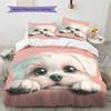 Pink Maltese Pattern Bedding Home Decoration Birthday Gift (1 * duvet cover + 2 * pillowcase, without core)