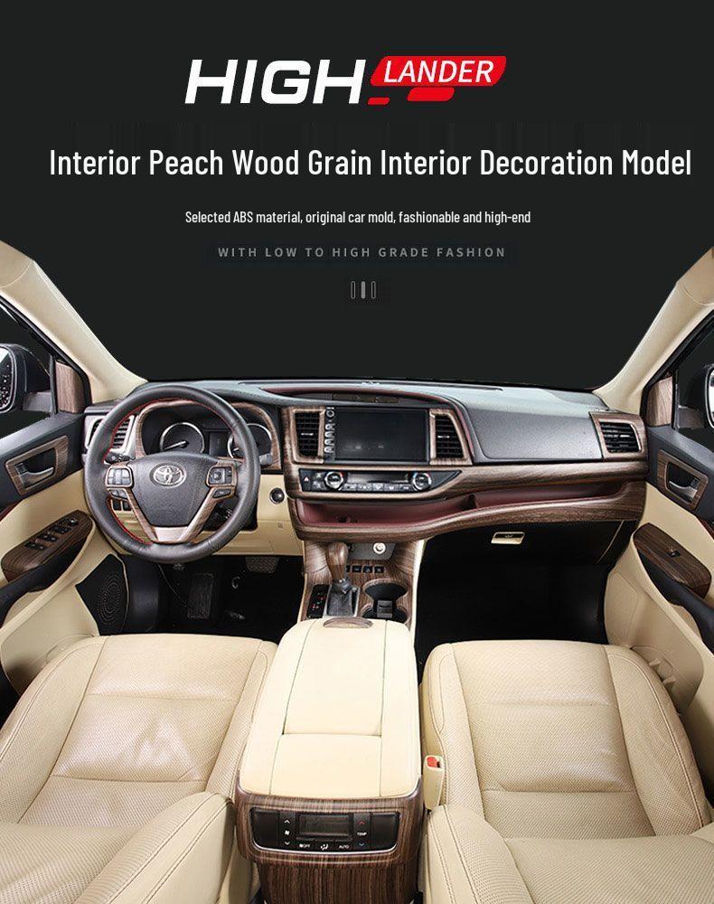 Compatible with 15-20 Highlander Center Console Gear Shift Panel & Cup Holder, Wood Grain Finish.