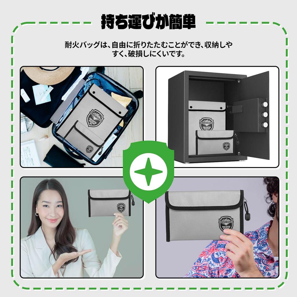 ISLANDSAFE Fireproof & Water-Resistant Money Bag, Small, 3-Pack (20 × 12 Cm), QT