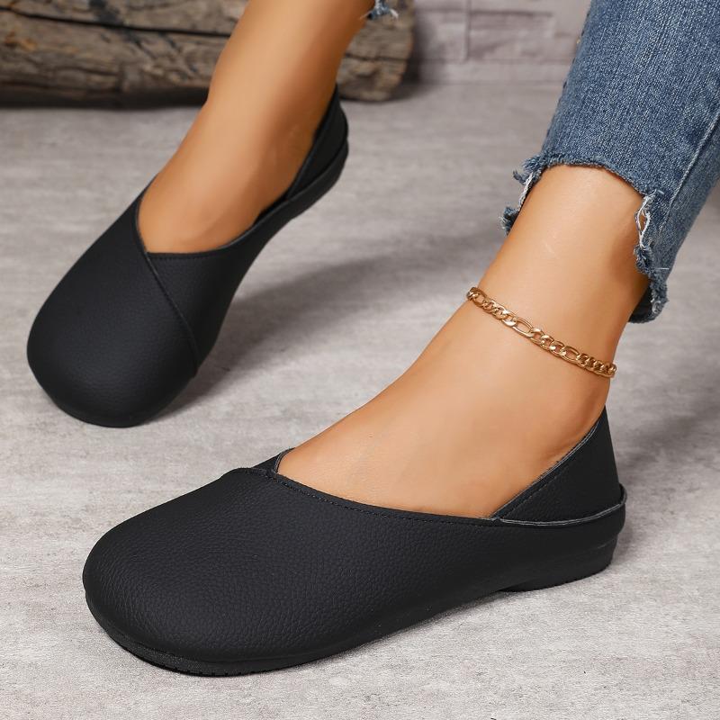 New Soft Leather Single Shoes Women's Spring and Autumn Non-slip and Comfortable Two Wear Casual Retro One-pedal Doudou Shoes Women
