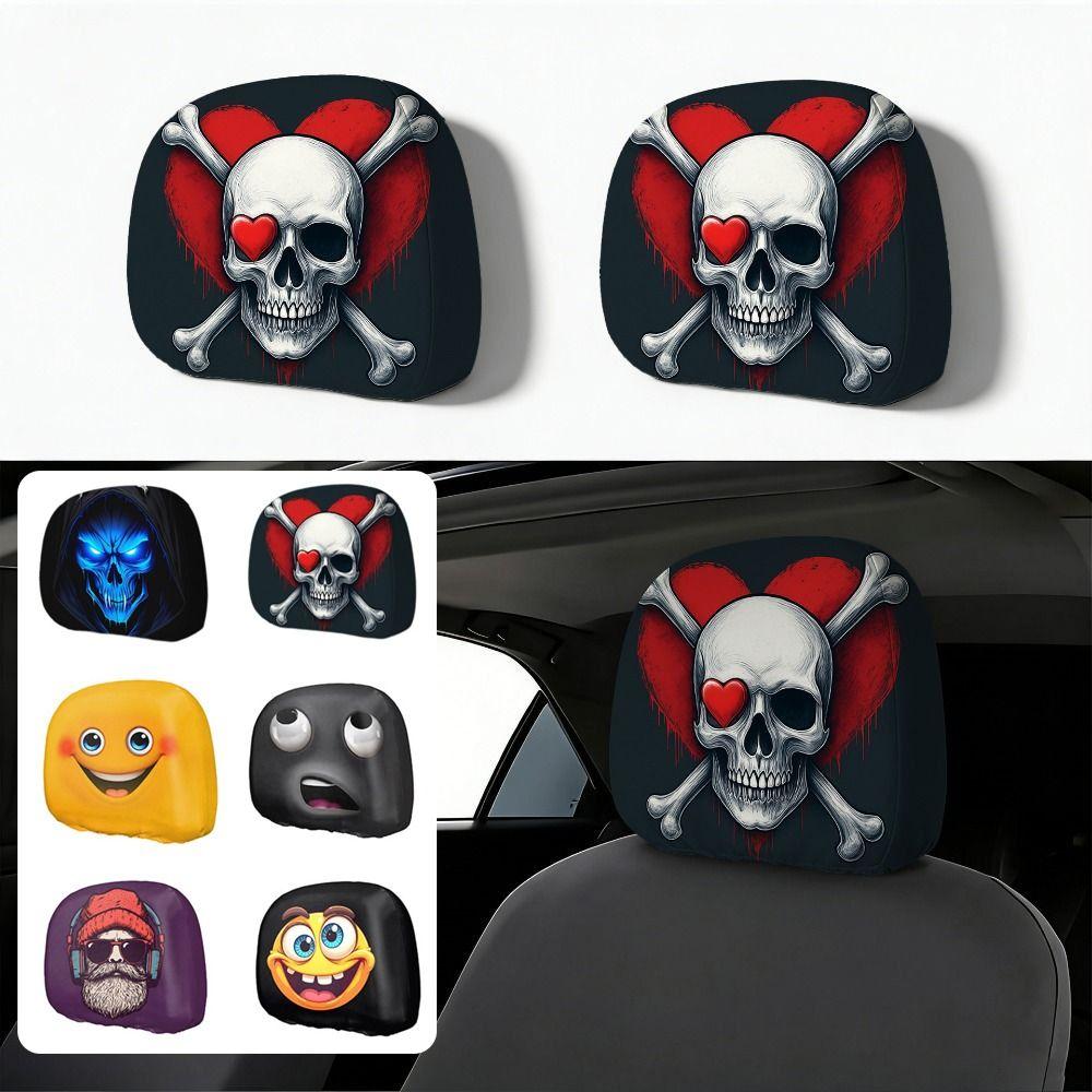 2Pcs Exaggerated Car Pillowcase Cool Decorations Car Seat Headcover  Car Interior