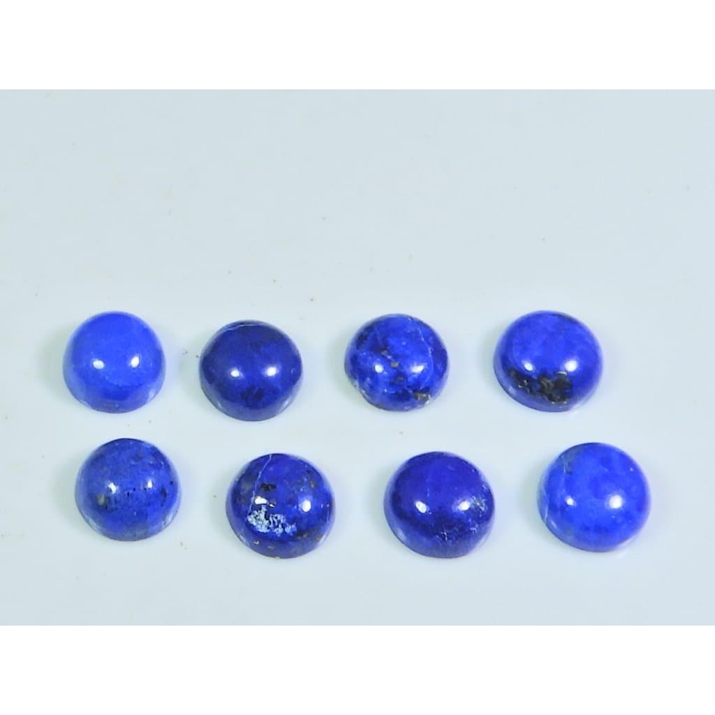 

7MM Natural Lapis Lazuli Round Cabochon Loose Gemstone 8Pcs Lot 15Cts. A-494