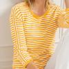 JKASHDK Women's Fashion Casual Stripe Print Spring Autumn Long Sleeve O-Neck Pullovers & Long Sleeves