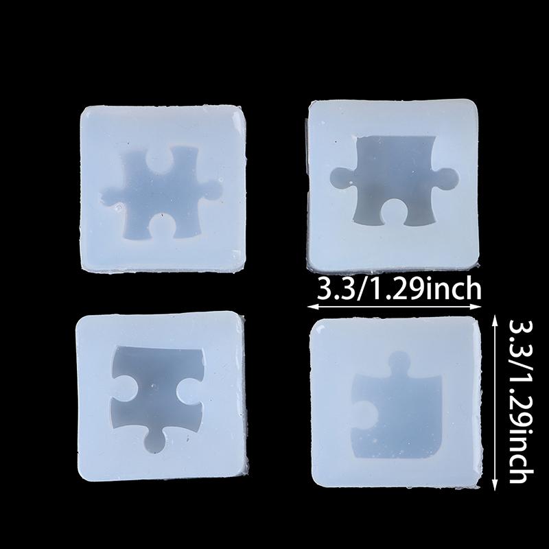 4Pcs/Set Silicone Puzzle Pendant Mold Diy Uv Resin Keyring Mould Jewelry Tool