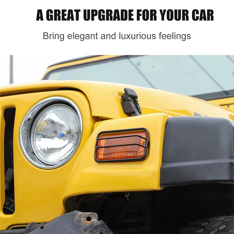 A03Z-Car Front Turn Signal Light Guards Cover For Jeep Wrangler TJ 1997-2006 Side Eyebrow Lights Guards Accessories