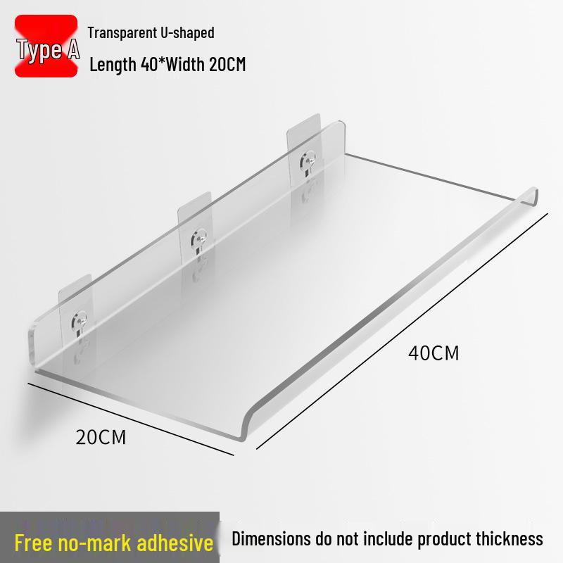 Acrylic Wall-Mounted Bathroom Mirror Cabinet with No-Punch Shelf