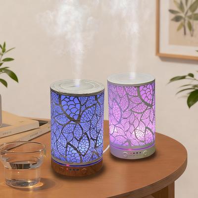 Humidificateur d'air ultrasonique feuille 100 ml Diffuseur d'arômes Machine à parfum pour chambre avec fonction de minuterie, arrêt automatique, veilleuses
