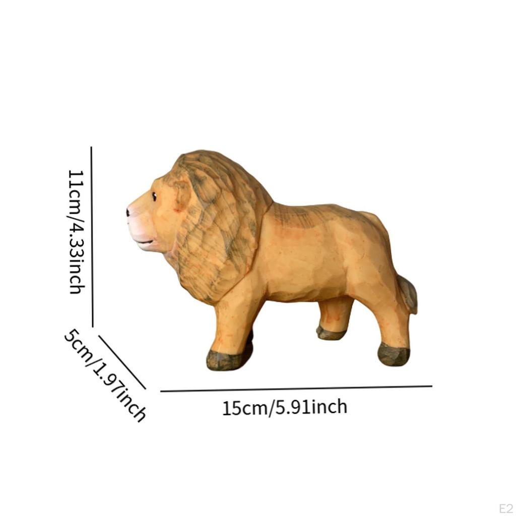 Resin Lion Model Statue Animal Sculpture Multipurpose Hand Painted Desktop Decoration 5.9x2x4.3inch