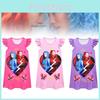 Encantador Vestido Novo Infantil de Manga Voadora Descendentes 4 Halloween Camisola de Menina com Tecido de Seda de Leite Ideal para Usar no Verão