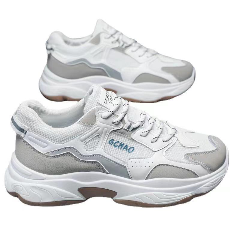 Men's Sneakers Breathable Mesh Sports Leisure Running Shoes Men's Middle School Students All-match Increased White Shoes Tenis