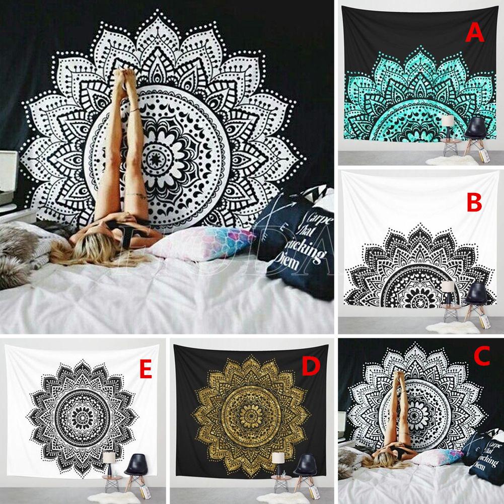 Indian Mandala Tapestry Wall Hanging Lotus Flower Bohemian Square Table Cover Home Decoration