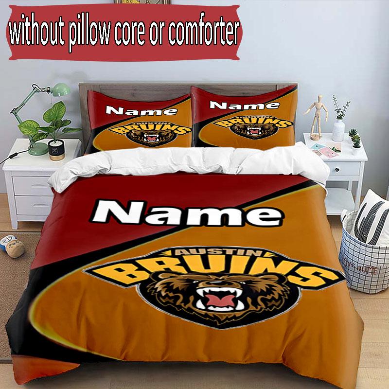 3pcs Duvet Cover Set (1*Duvet Cover + 2*Pillowcase, Without Core), Custom Name North Sydney Bears Pattern Bedding Set, Home Bedroom Decor Gift