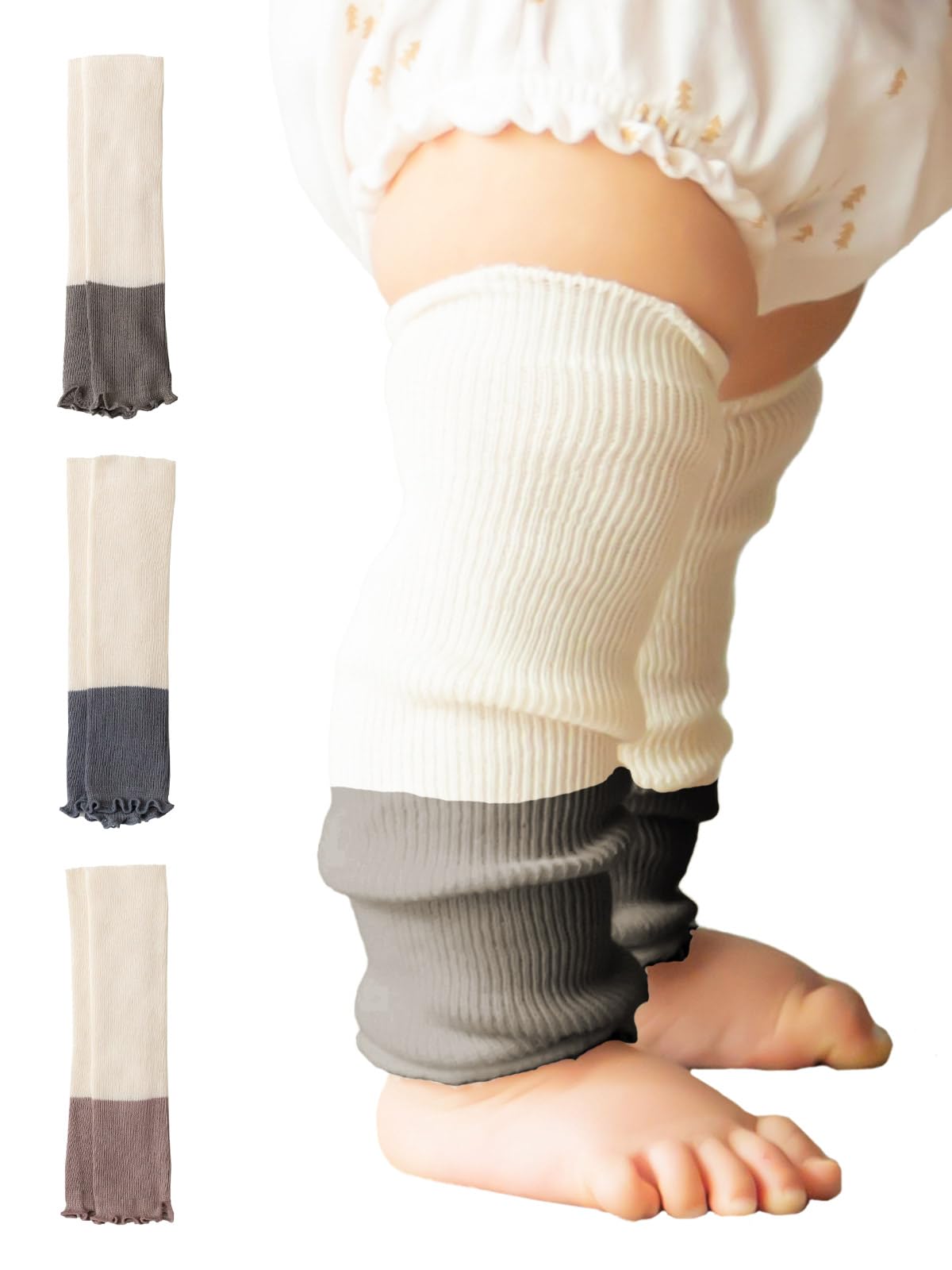 

SOWAN Baby Leg Organic Made in for Boys and Charcoal Dusty Warmers, 1-3 Pairs, Cotton, Japan, Girls, Two-Tone (Olive, Gray, Pink, F)