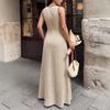 2026 Womens Vintage V-Neck Sleeveless Tie Waist Slim Fit Bodycon Dress Daily Dating Beach Vacation