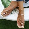 Fashion 2025 Retro Women Shoes Women Outdoor Beach Sandals Slides Women Fashion Slipper Casual Solid Crystal Roman Flat Slippers Sandals