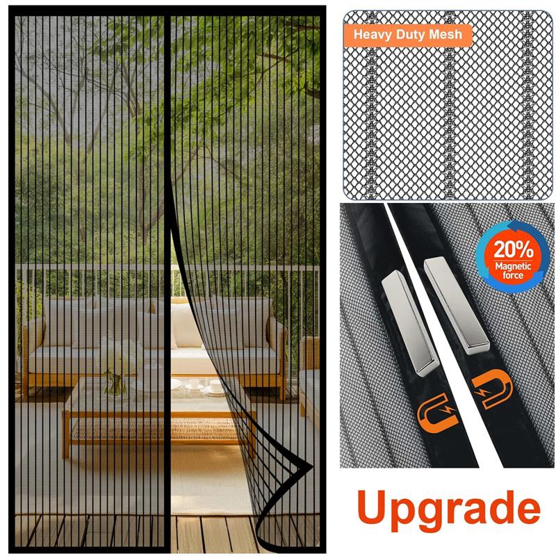 Magnetic Door Curtain, Auto Closing Ventilated Screen, Easy Installation with Adhesive Strips, Pet Friendly Insect Proof