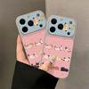 Pink and blue cat is suitable for Apple 17 mobile phone case iPhone15promax all-inclusive 16Pro leather pattern 14 simple ins