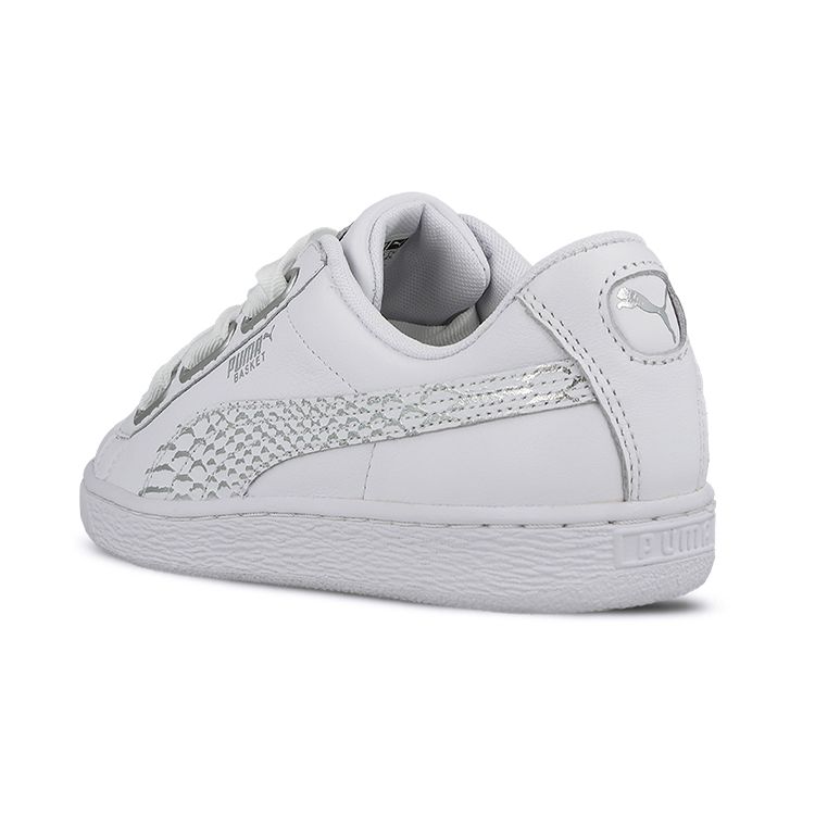 Puma Basket Heart Oceanaire Leather Lightweight Balance Low Top Sneakers Women Sneakers White 366443-02