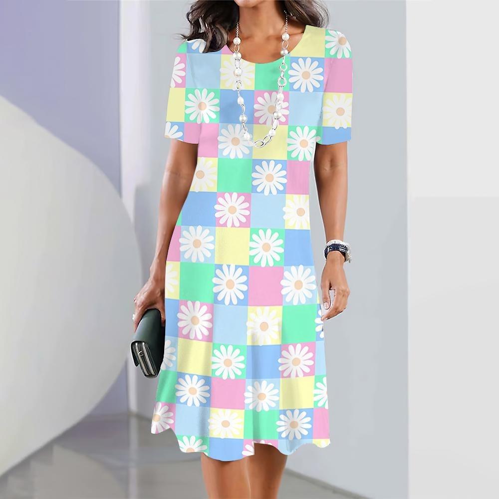 New Daisy Print Women's Dress Plus Size Elegant Long Skirt Women's Clothing
