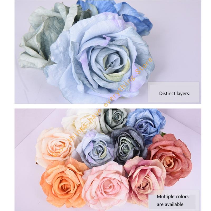 55KF 2PCs Faux Roses Curtain Tiebacks For Window Treatments Durability Polyester Fabric Decorative Clip Holders