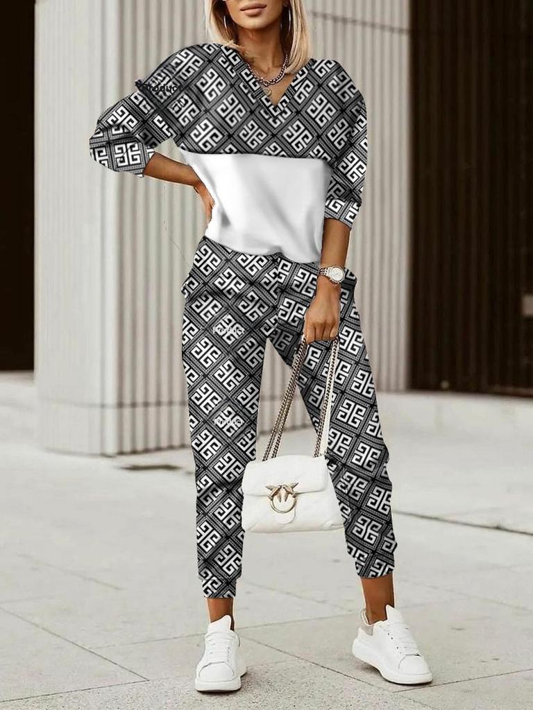 Fall Winter New Women's Clothing Sets for Work, Long Sleeve Tops and Pants