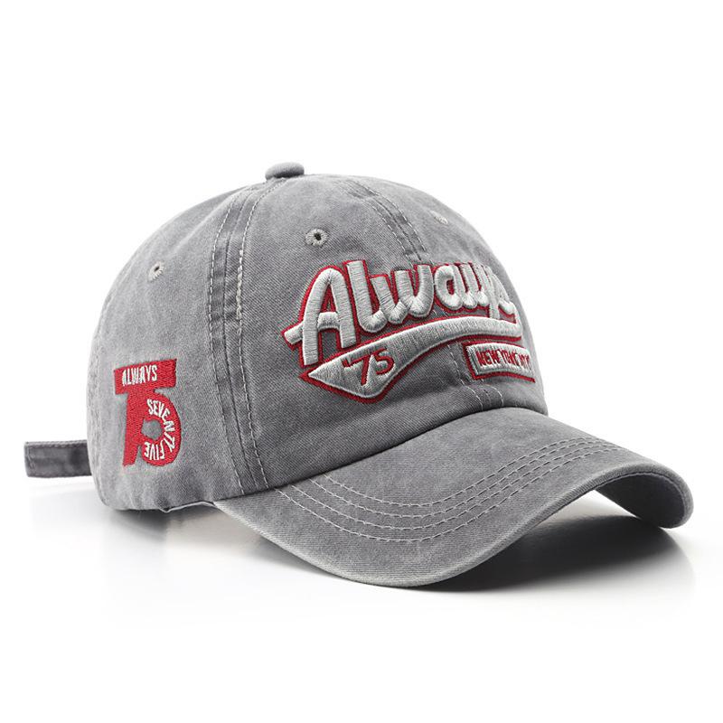 Korean version retro washed distressed embroidered letter ALW75 casual and versatile baseball cap for daily wear